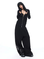 Embroidered Wide Leg Sweatpants