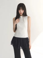 White Metal-Button Vest