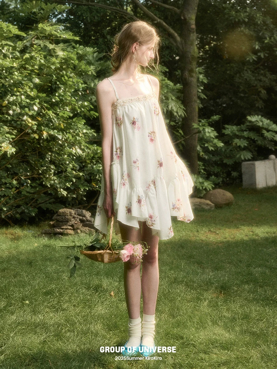 Irregular Lace Puff Dress