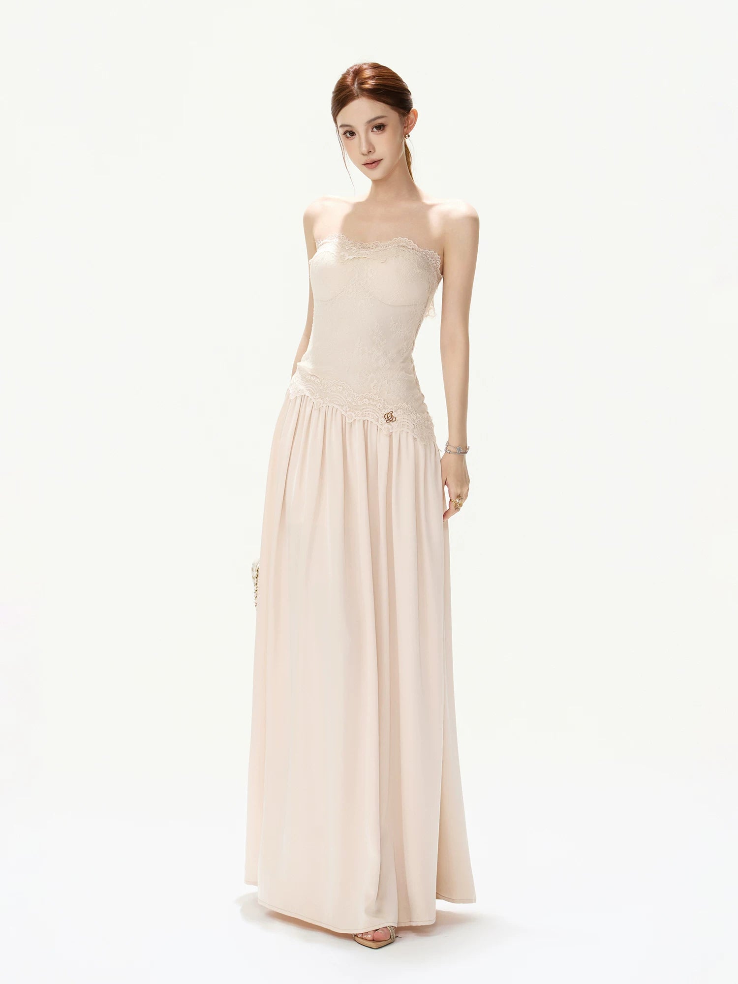 Lace Strapless Maxi Dress