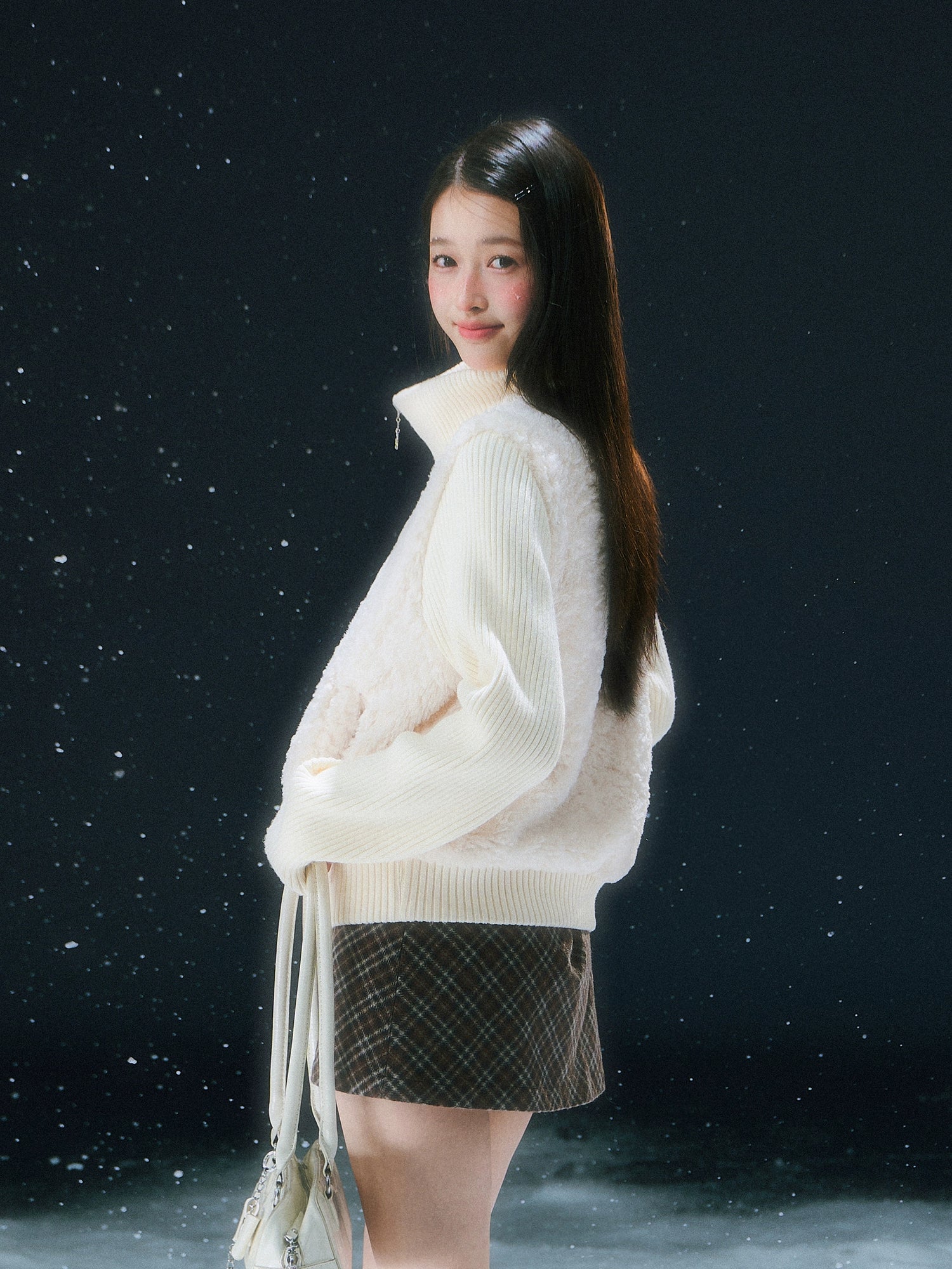 Apricot Faux Two-piece Knit Cardigan