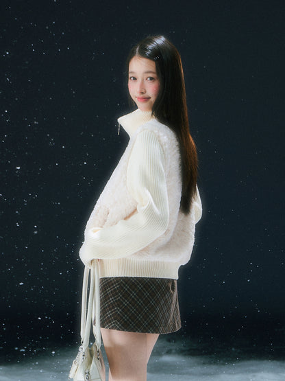 Apricot Faux Two-piece Knit Cardigan