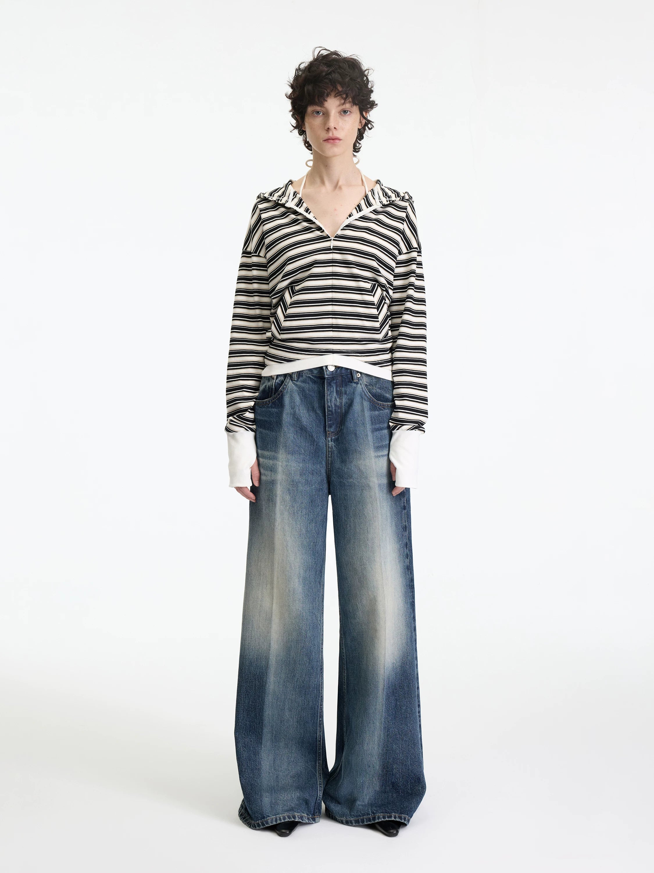 Laser Wash Straight Jeans