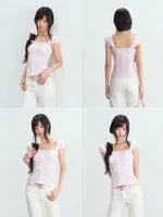 Pink Square Neck Blouse