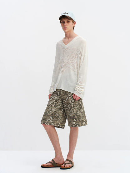 Leopard Print Cargo Shorts