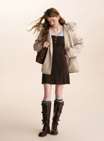 Contrast-Collar Knit Dress