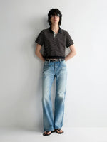 Irregular Pocket Wide-Leg Denim Pants