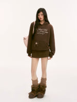 Brown Rhinestone Letter Hoodie