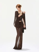 Mist Brown Lace Fishtail Skirt