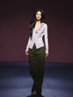 3D Rose Appliqué Sheer Knit Cardigan