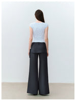 Blade Buckle Asymmetric Wide-Leg Pants