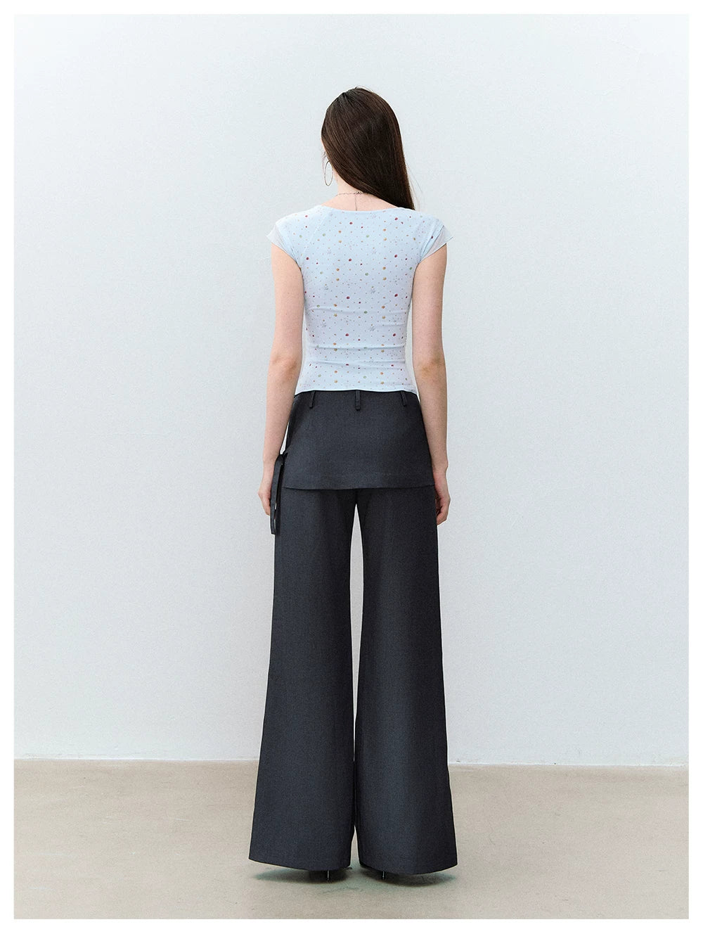 Blade Buckle Asymmetric Wide-Leg Pants