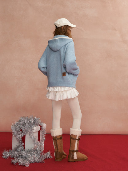 Contrast Trim Hooded Cardigan