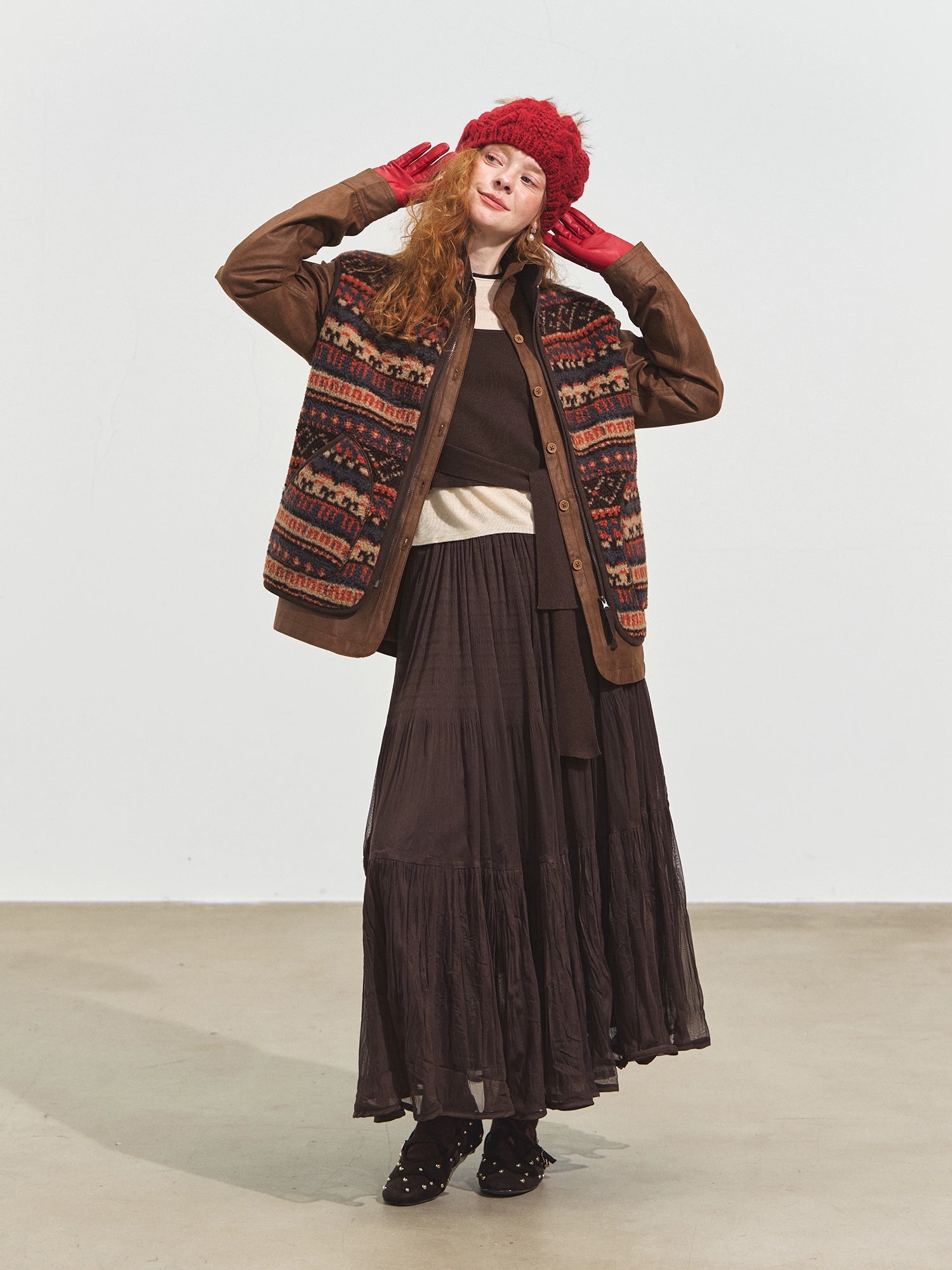 Fair Isle Patterned Fleece Vest