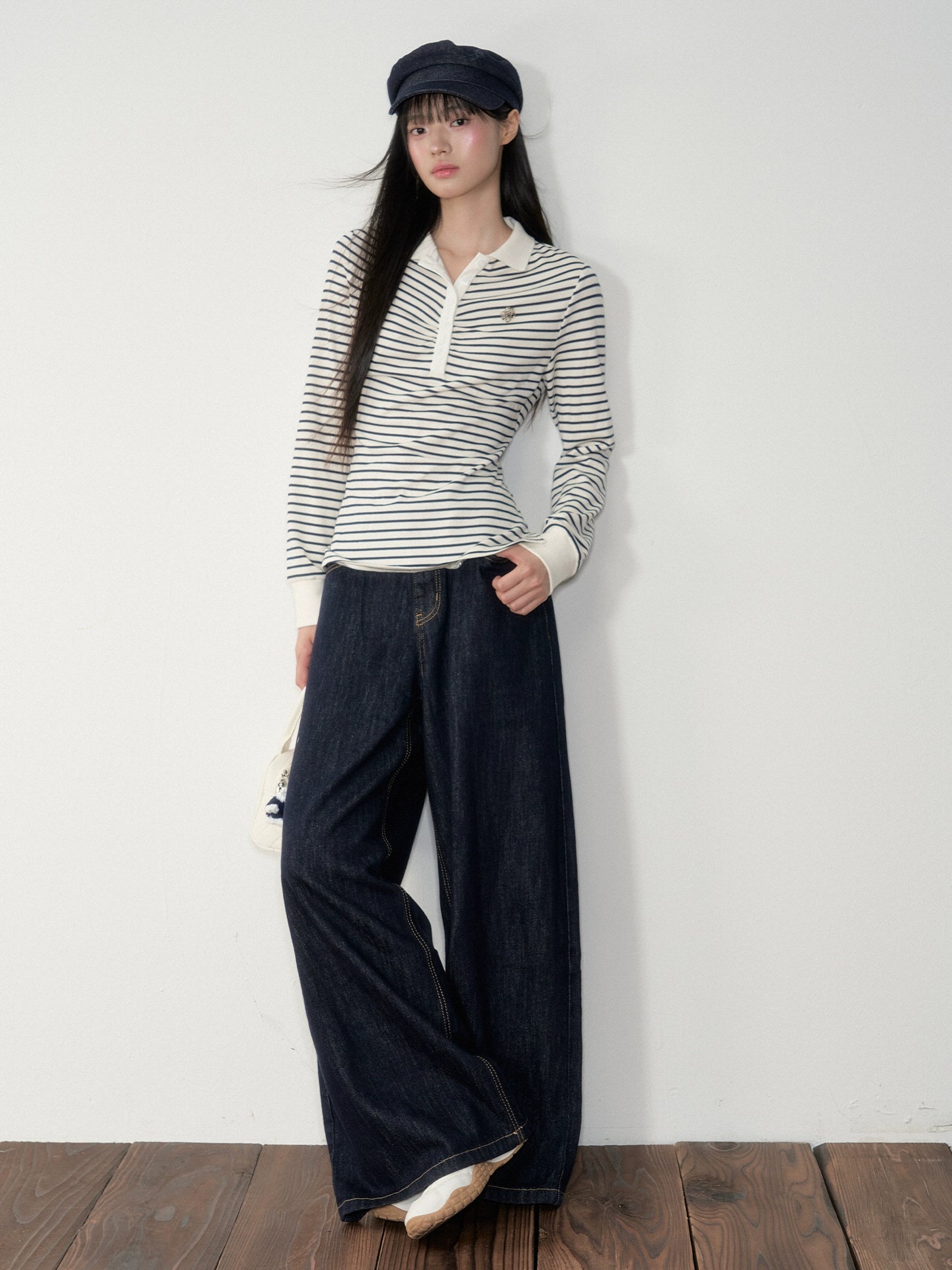 Striped Polo Long-Sleeve T-shirt