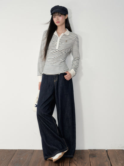 Striped Polo Long-Sleeve T-shirt