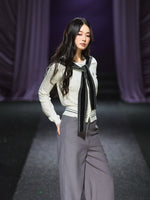 Miu-Inspired Contrast Trim Slim-Fit Knit Cardigan