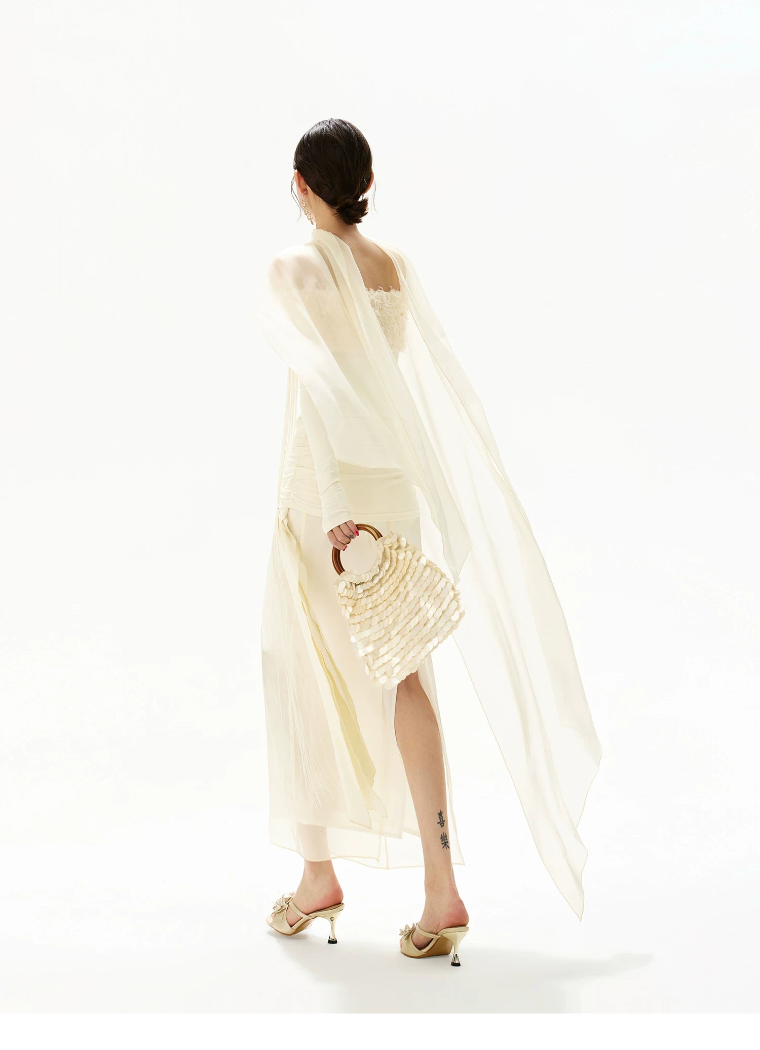 Feather Sequin Off-Shoulder Dress