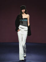 Tweed Color-Block Slightly Flared Trousers