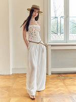 Lace Spliced Wide-Leg Pants