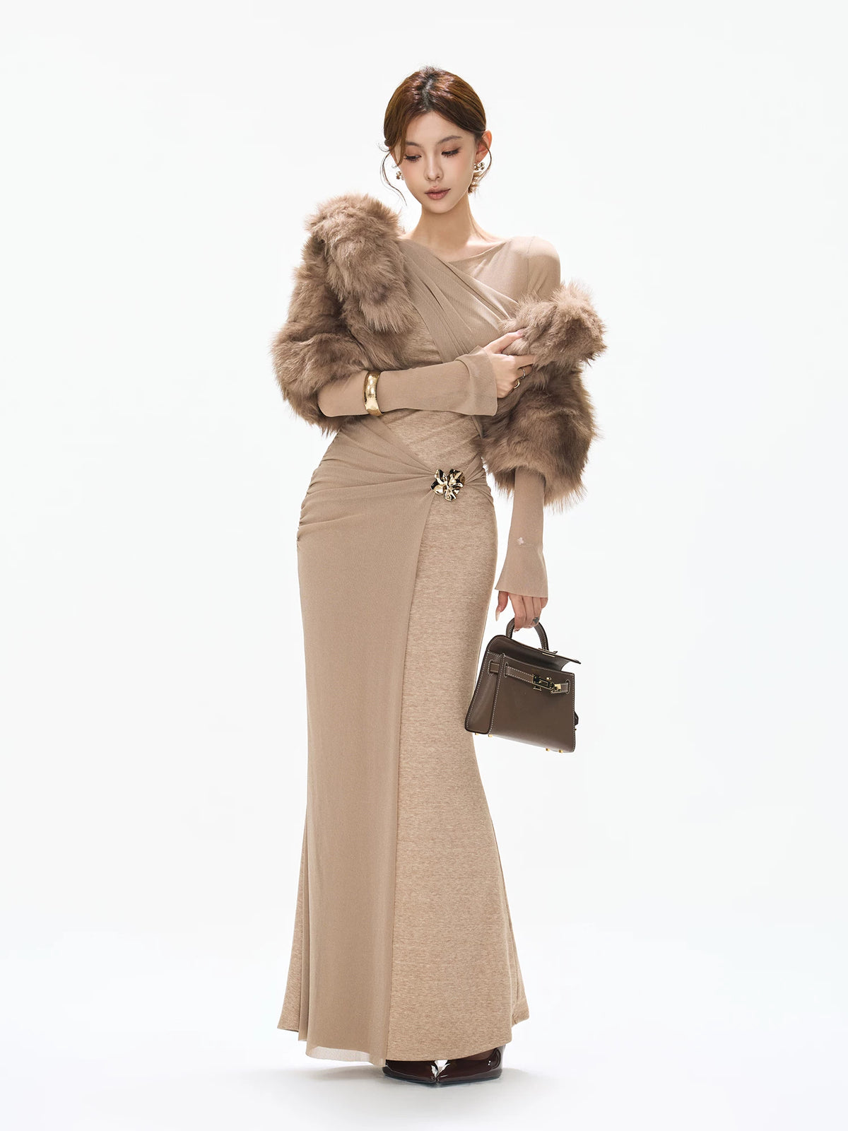 Asymmetric Mesh Knot Mermaid Dress