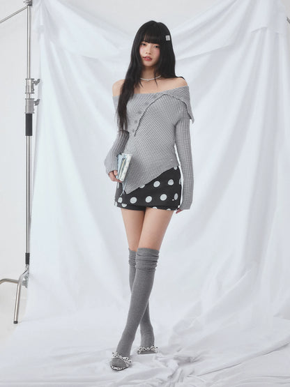 Gray Polka Dot Skort