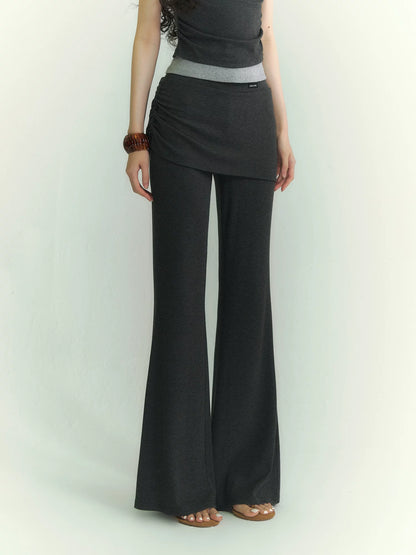 Gray Layered V Tee &amp; Pants Set