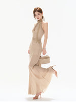 Beaded Halter Maxi Dress