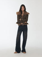 Washed Faux Shearling Fitted Jacket
