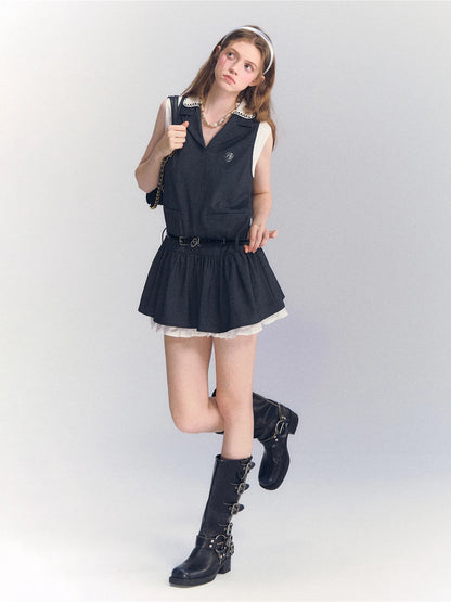 Contrast Collar Mini Dress