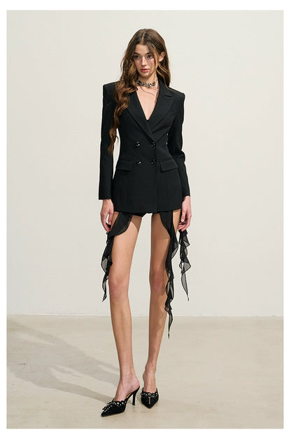Black Hourglass Slim-Fit Blazer Coat