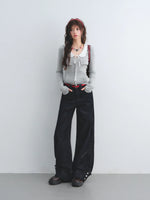 Red Waist Wide-Leg Pants