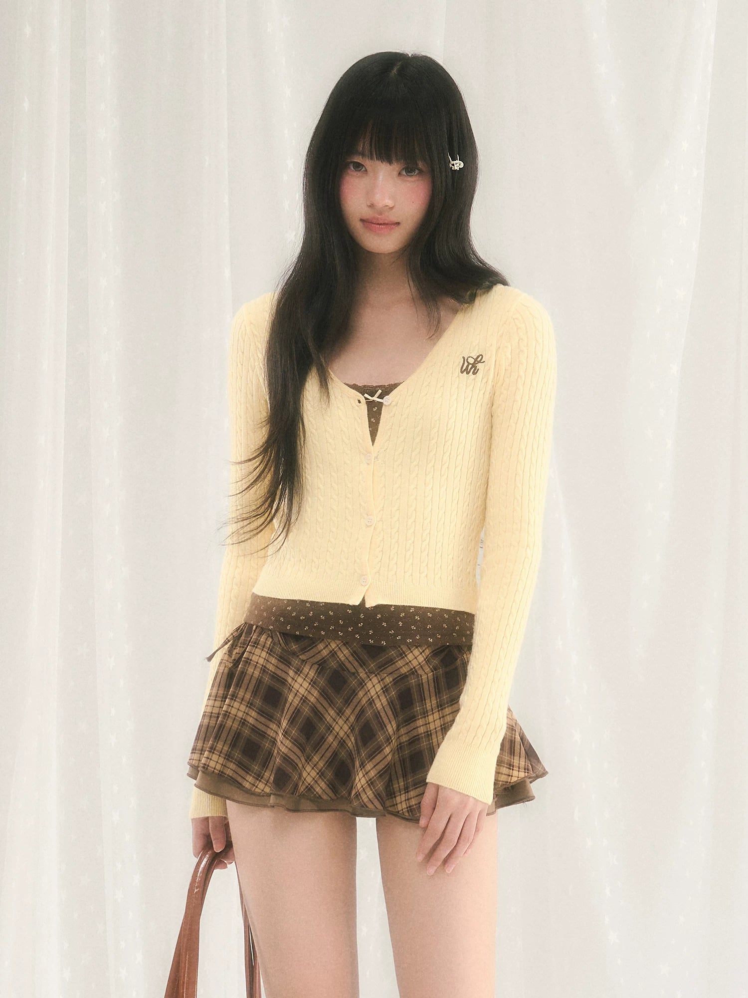 Jacquard V-Neck Knit Cardigan