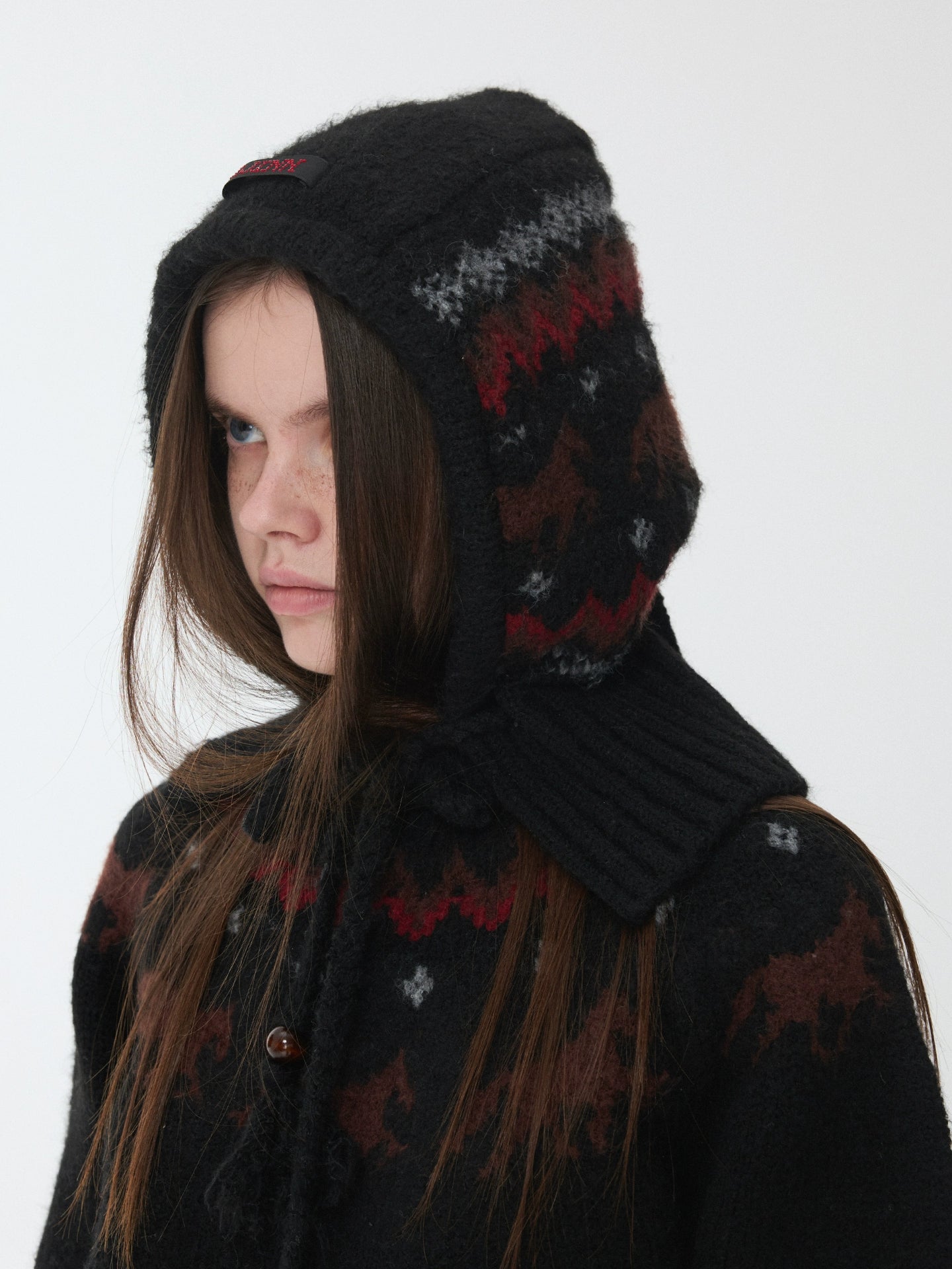 Fair Isle Pony Jacquard Knit Balaclava Hat