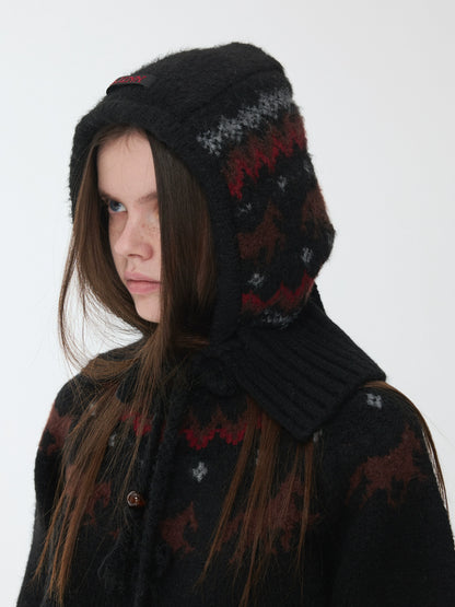 Fair Isle Pony Jacquard Knit Balaclava Hat