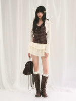 Ruffle Trim Knit Cardigan & Camisole Set