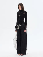 Lace Panel Turtleneck Top