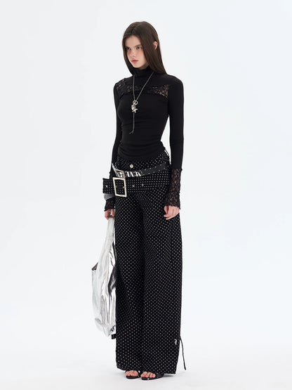 Lace Panel Turtleneck Top