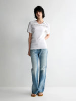 All-Over Print V-Neck Stacked Waist T-shirt