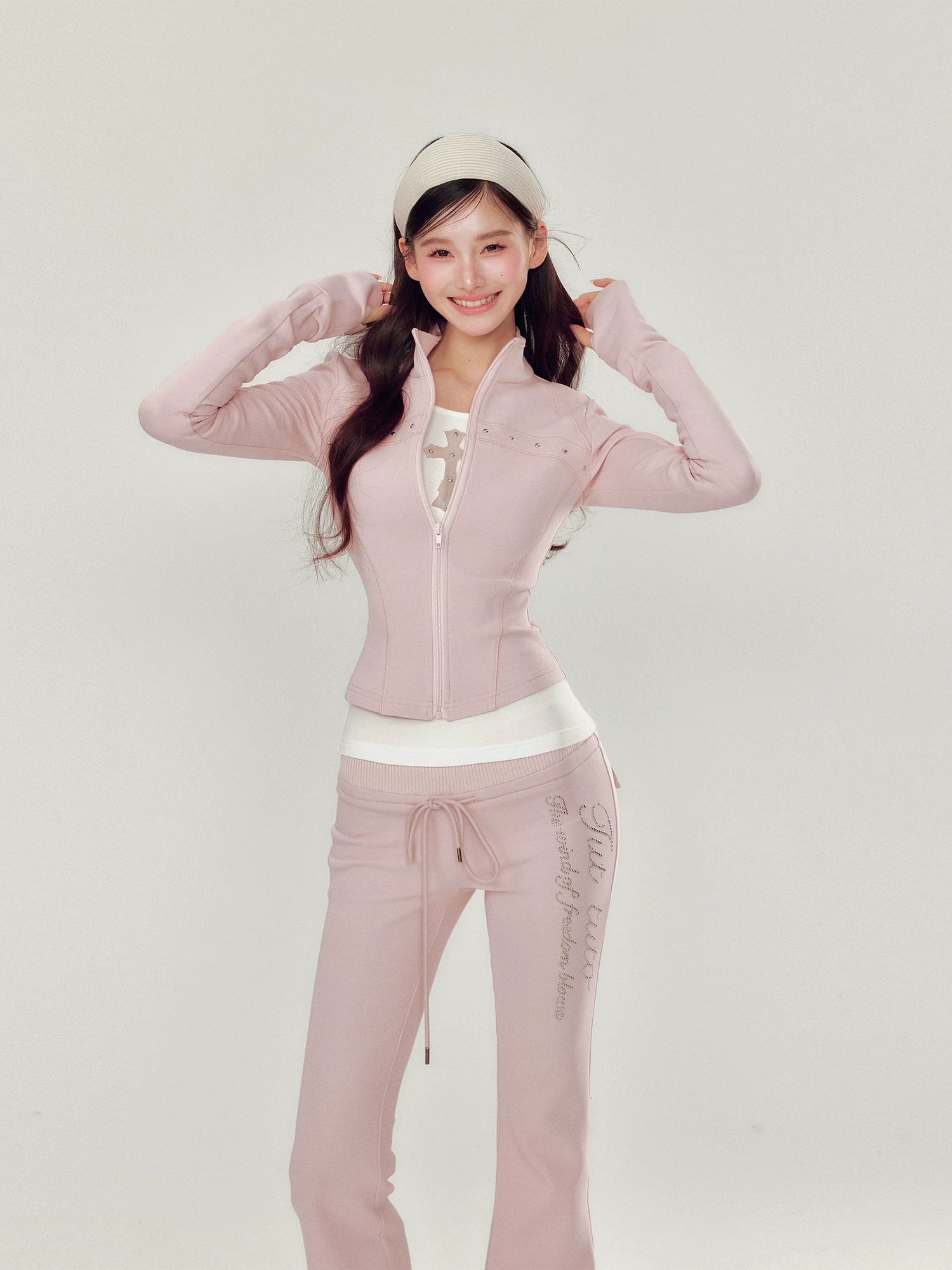 High Collar Slim Fit Sports Hoodie &amp; Pant Set