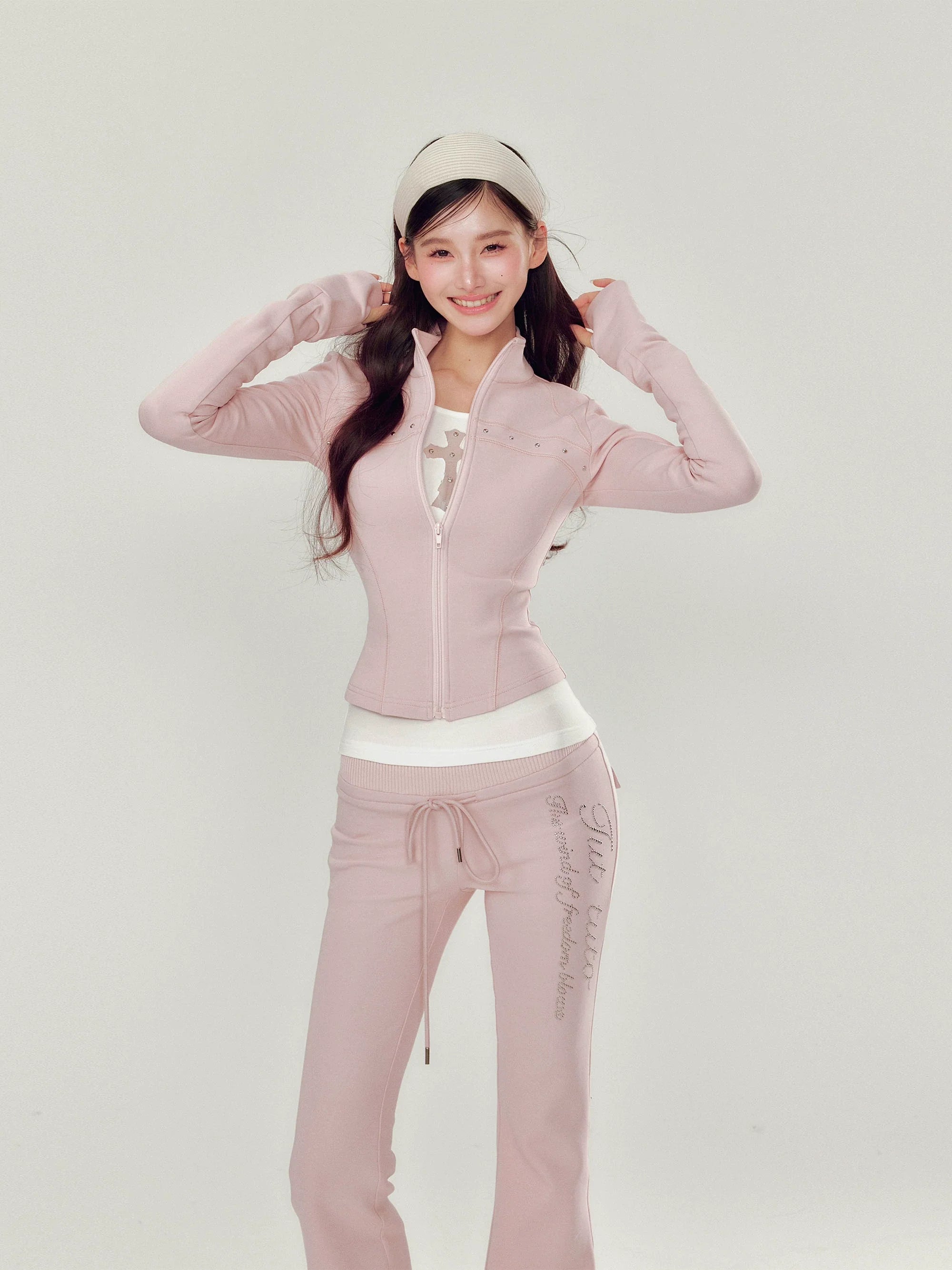 High Collar Slim Fit Sports Hoodie &amp; Pant Set