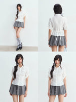 White Pocket Crop Shirt