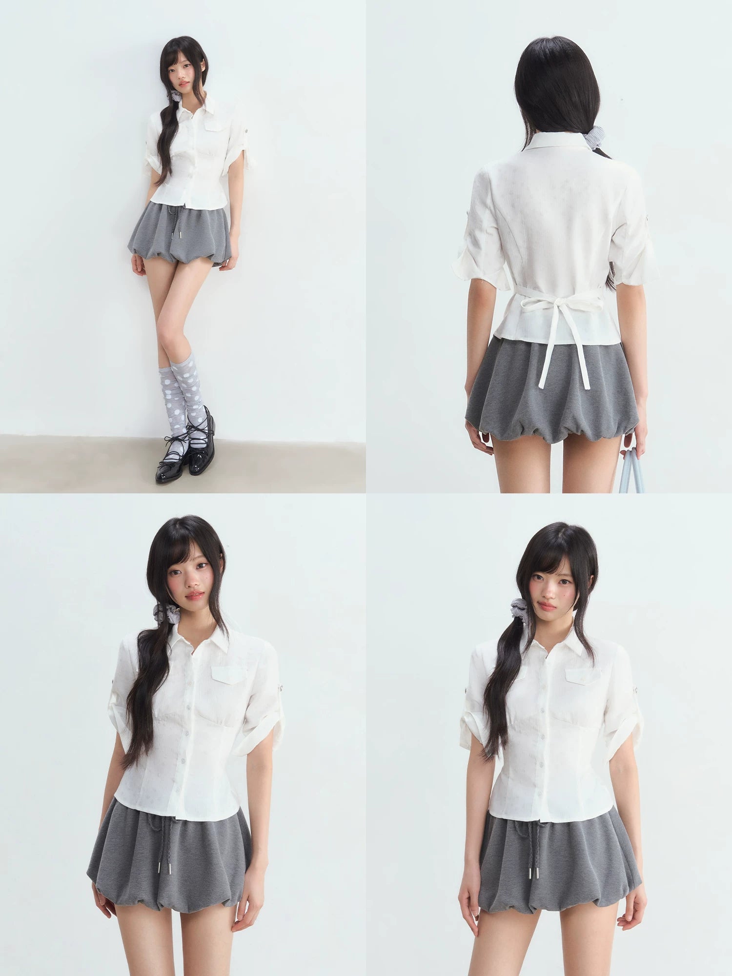White Pocket Crop Shirt