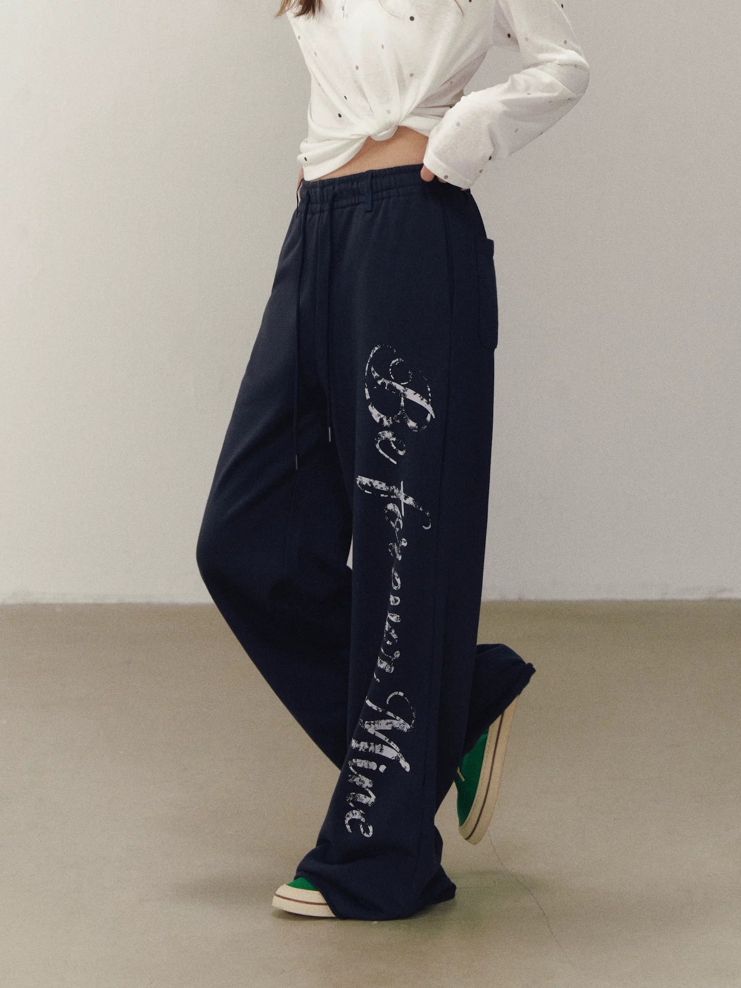 Letter Print Wide Leg Pants