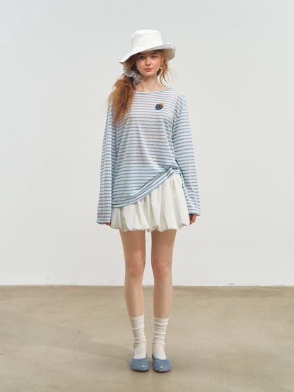 White Ballet-style Puff Midi Skirt