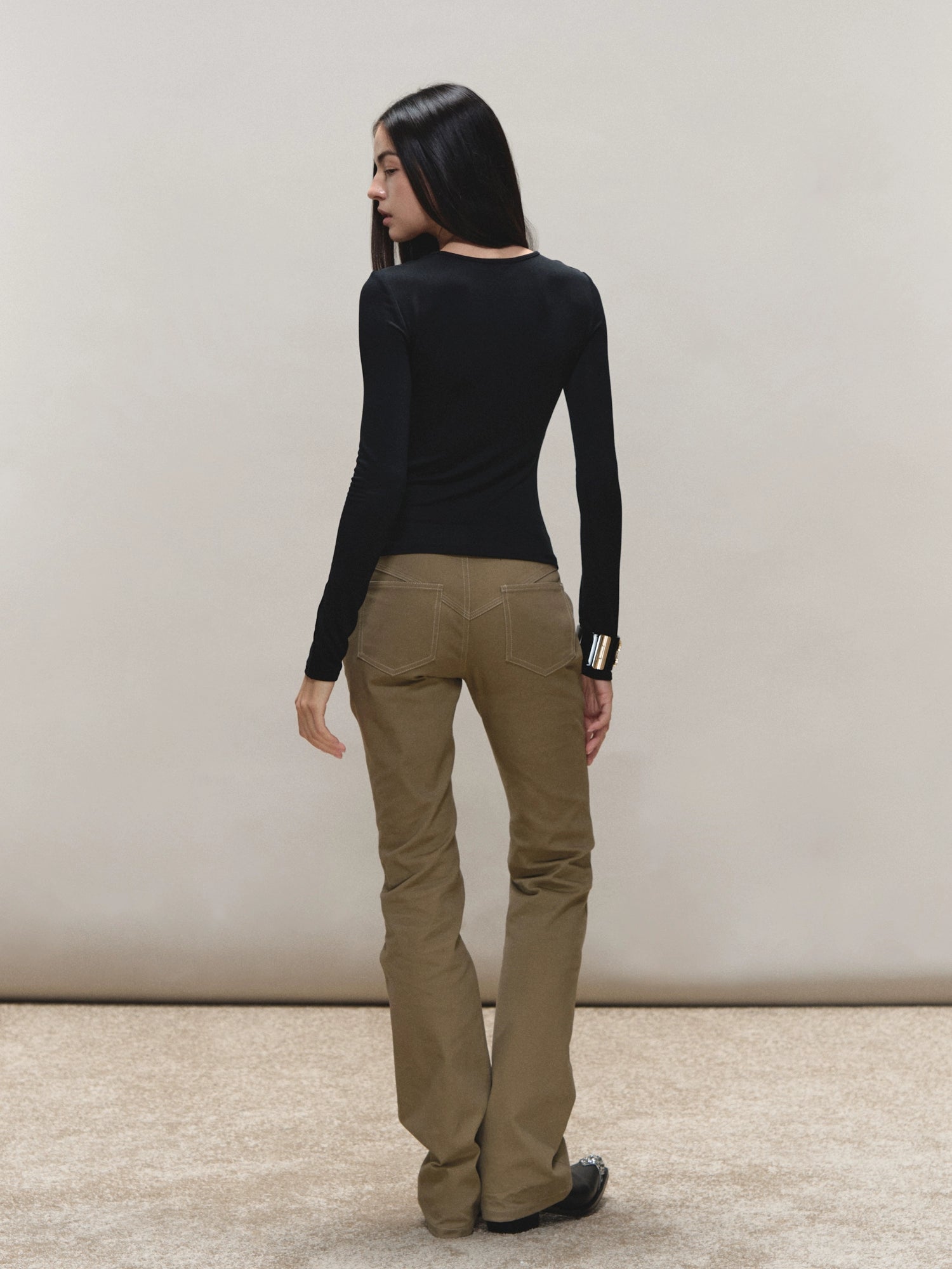 Vintage-Wash Slim Khaki Pants