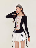 Lace Floral Off-Shoulder T-shirt & Skirt Set