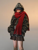 Jacquard Fleece Hooded Casual Jacket