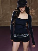 Faux-Layer Knit Shorts Set