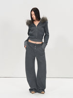 Detachable Fur Collar Hoodie & Sweatpants Set